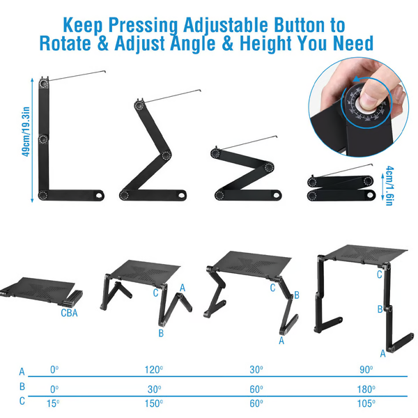 Moktan Sabai 360° Adjustable Ergonomic Laptop Stand Aluminum Foldable Desk Stand with Mouse Pad