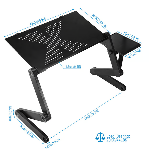 Moktan Sabai 360° Adjustable Ergonomic Laptop Stand Aluminum Foldable Desk Stand with Mouse Pad