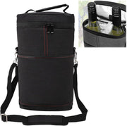 Moktan Sabai Insulated 2 Bottle Wine Cooler Bag Leakproof Canvas Carrier with Strap Black
