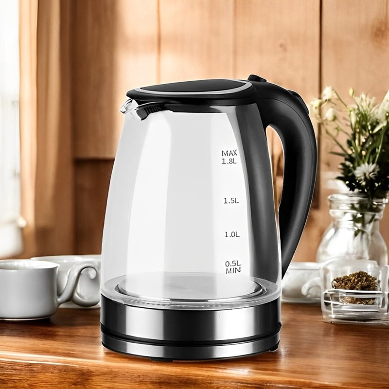 Moktan Sabai Electric Glass Kettle 1.8L 1500W Fast Boil LED Cordless