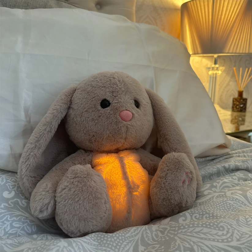 Moktan Sabai Breathing Plush Toy Calming Sleep Aid Stuffed Animal with Music & Light Rabbit