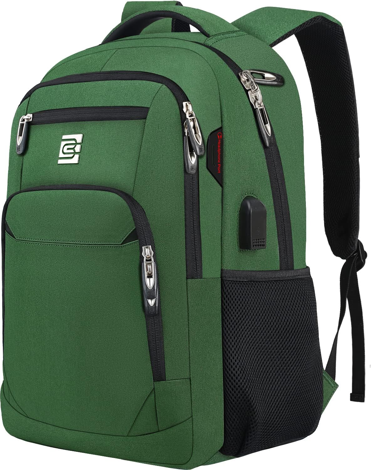 Moktan Sabai Slim Anti Theft Laptop Backpack 15.6 Inch USB Charging Travel Bag Green