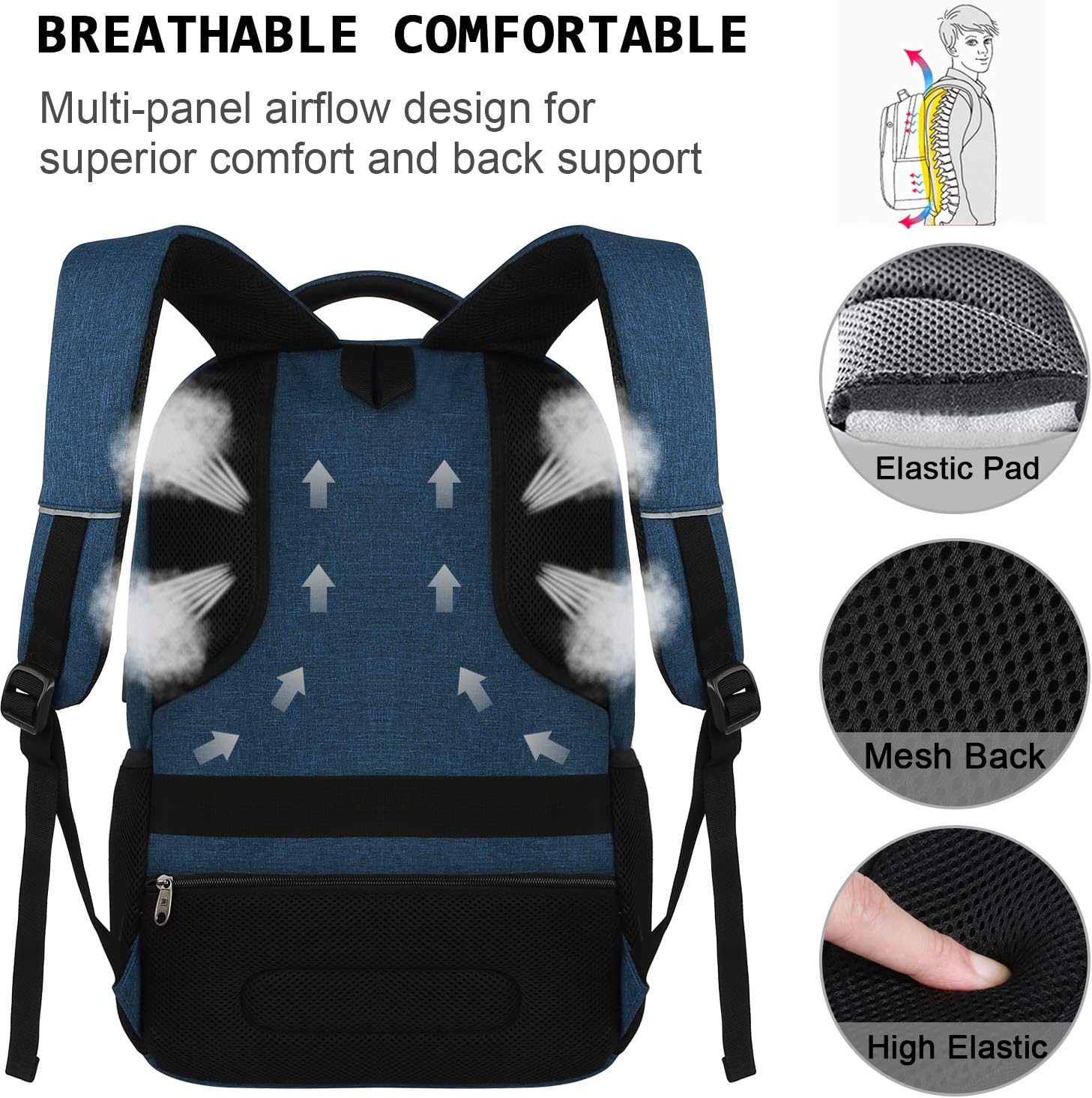 Moktan Sabai Slim Anti Theft Laptop Backpack 15.6 Inch USB Charging Travel Bag