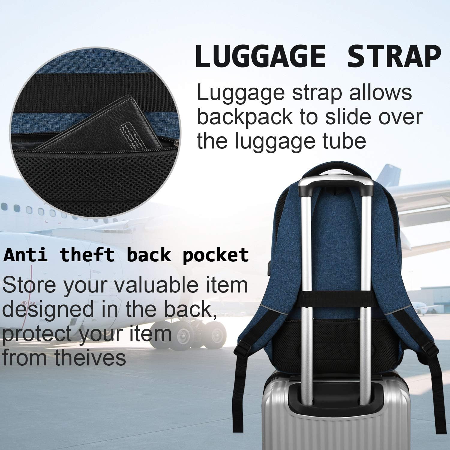 Moktan Sabai Slim Anti Theft Laptop Backpack 15.6 Inch USB Charging Travel Bag