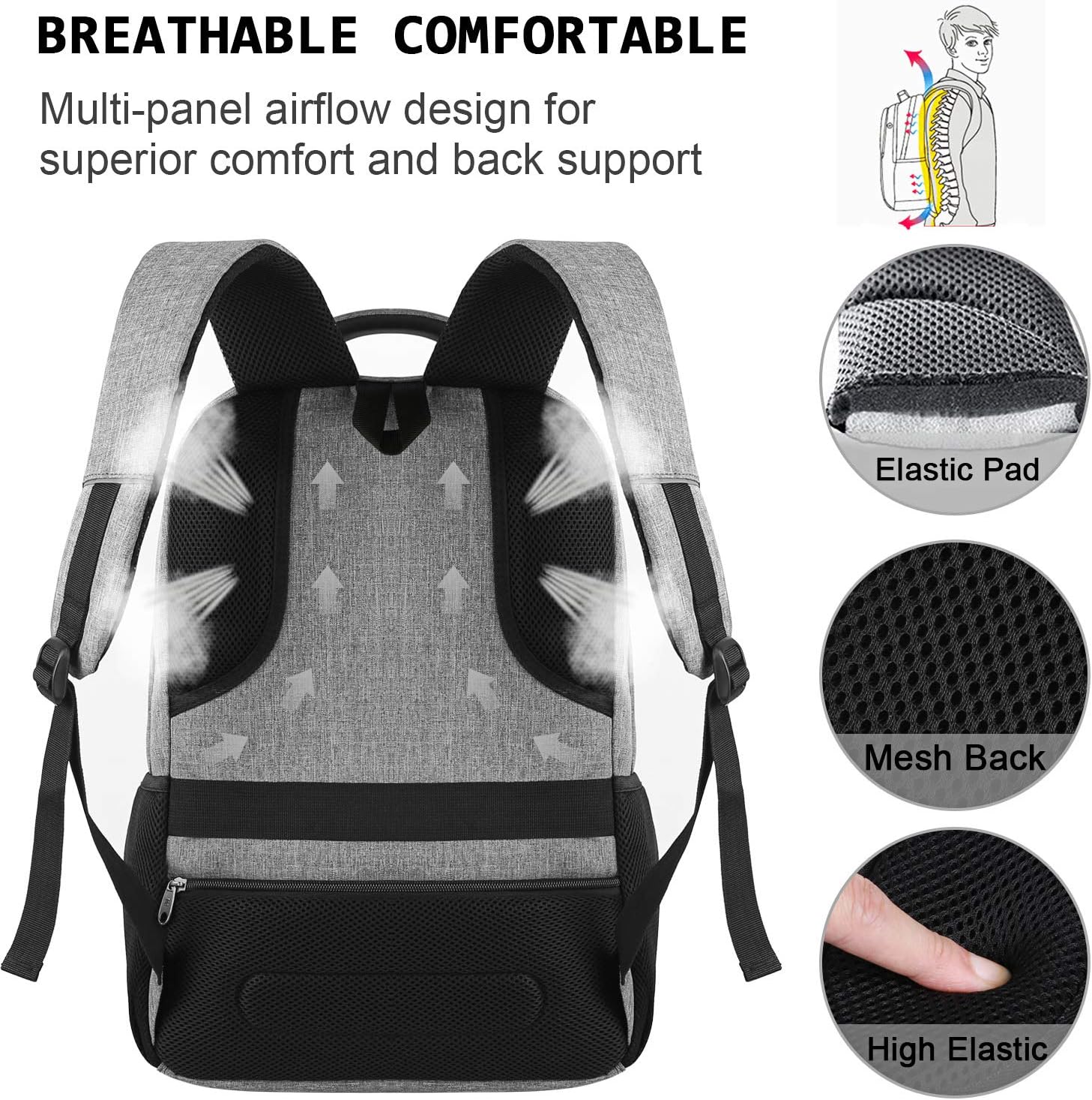 Moktan Sabai Slim Anti Theft Laptop Backpack 15.6 Inch USB Charging Travel Bag