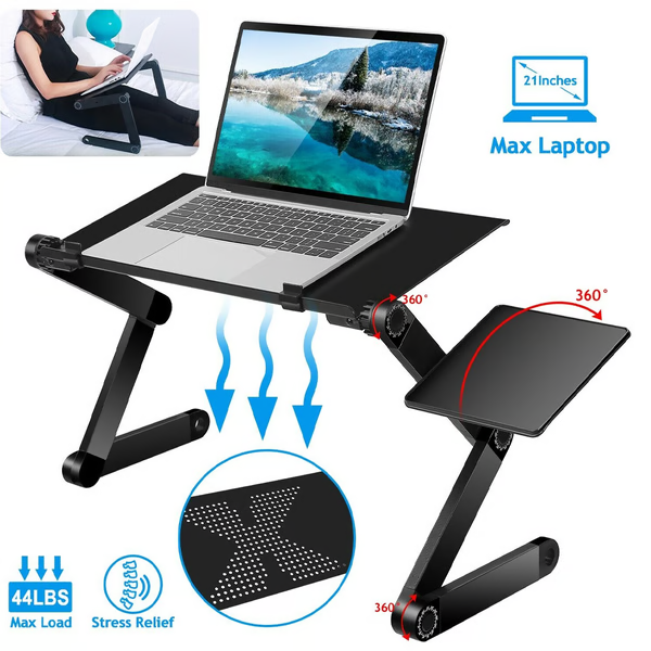 Moktan Sabai 360° Adjustable Ergonomic Laptop Stand Aluminum Foldable Desk Stand with Mouse Pad