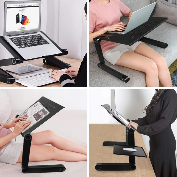 Moktan Sabai 360° Adjustable Ergonomic Laptop Stand Aluminum Foldable Desk Stand with Mouse Pad