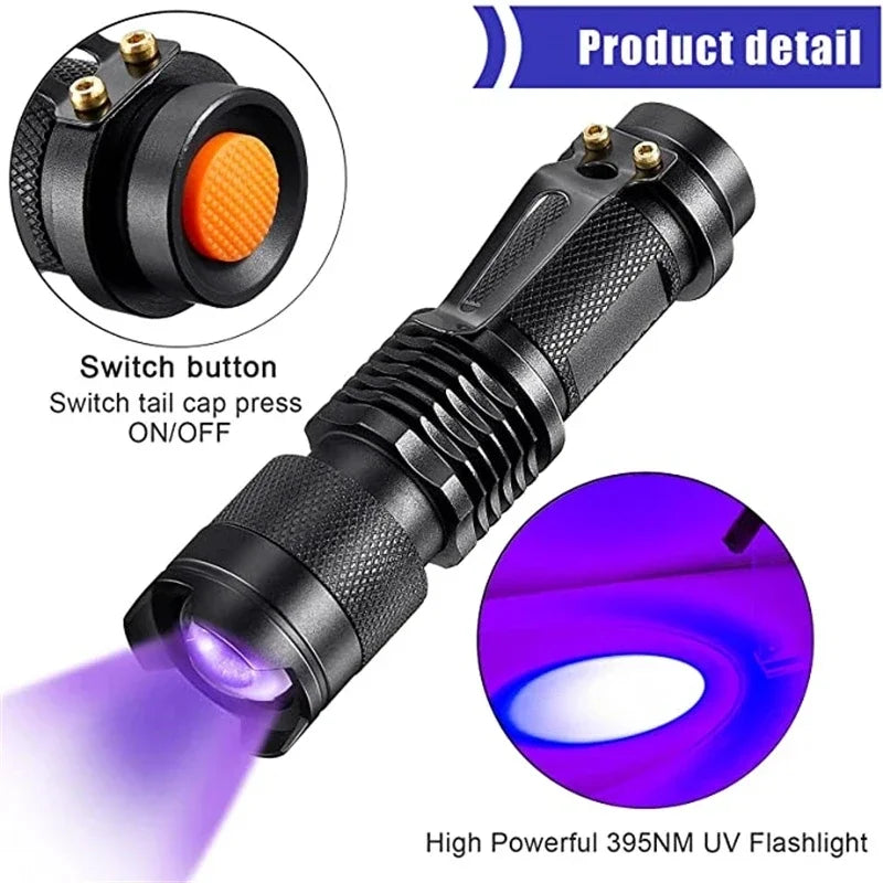 Moktan Sabai 395nm UV Flashlight LED Black Light Pet Urine Stain Detector Torch