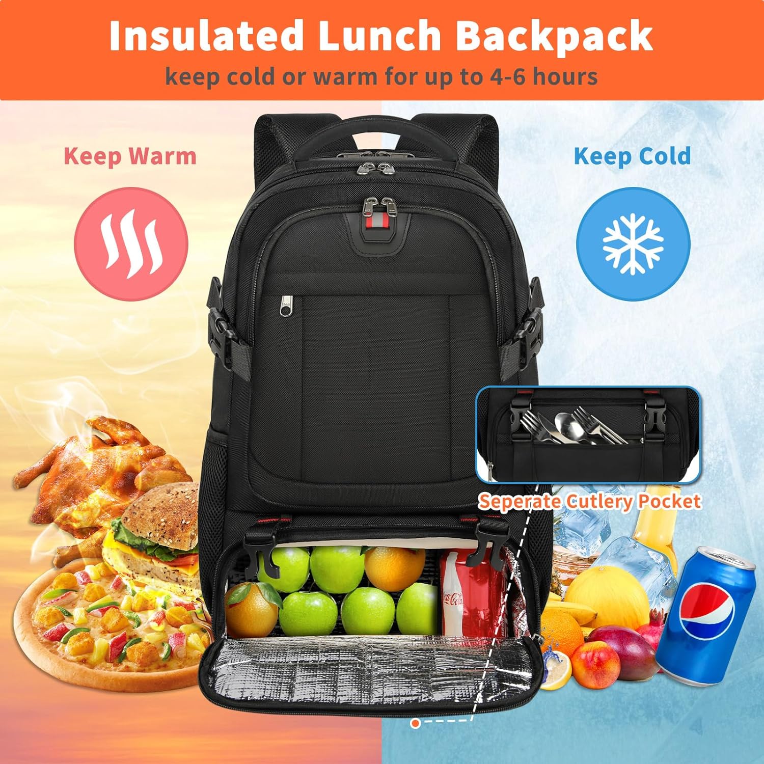 Moktan Sabai 50L Travel Laptop Backpack 17.3 Inch TSA Waterproof with Insulated Compartment USB