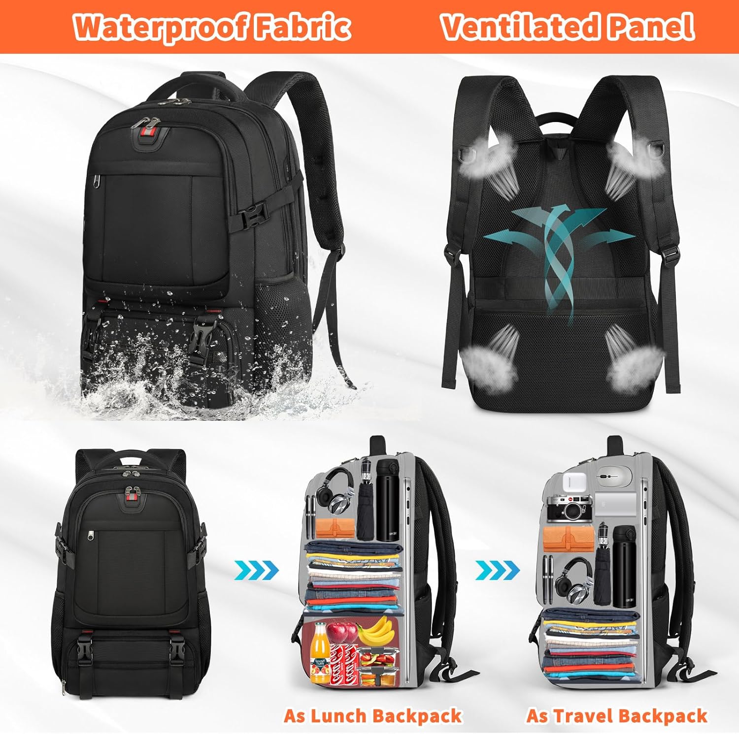 Moktan Sabai 50L Travel Laptop Backpack 17.3 Inch TSA Waterproof with Insulated Compartment USB