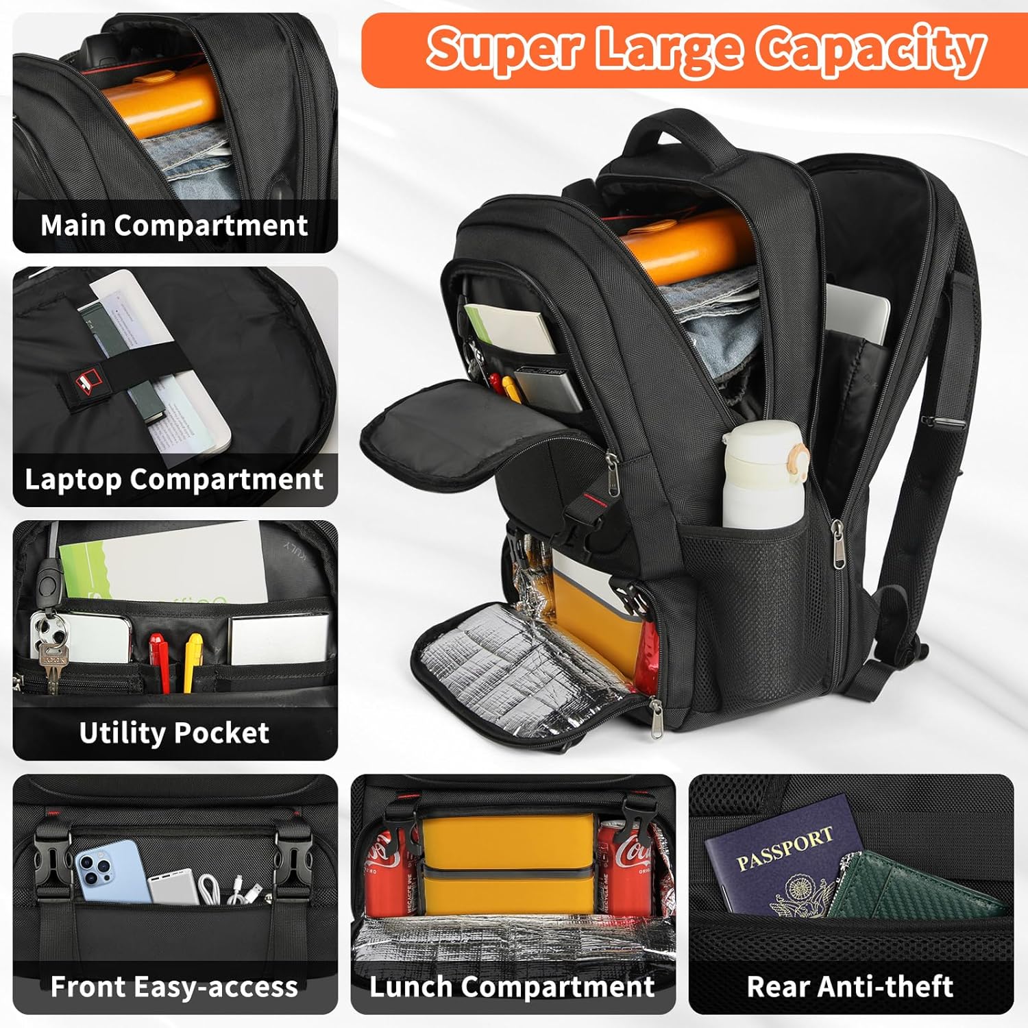 Moktan Sabai 50L Travel Laptop Backpack 17.3 Inch TSA Waterproof with Insulated Compartment USB