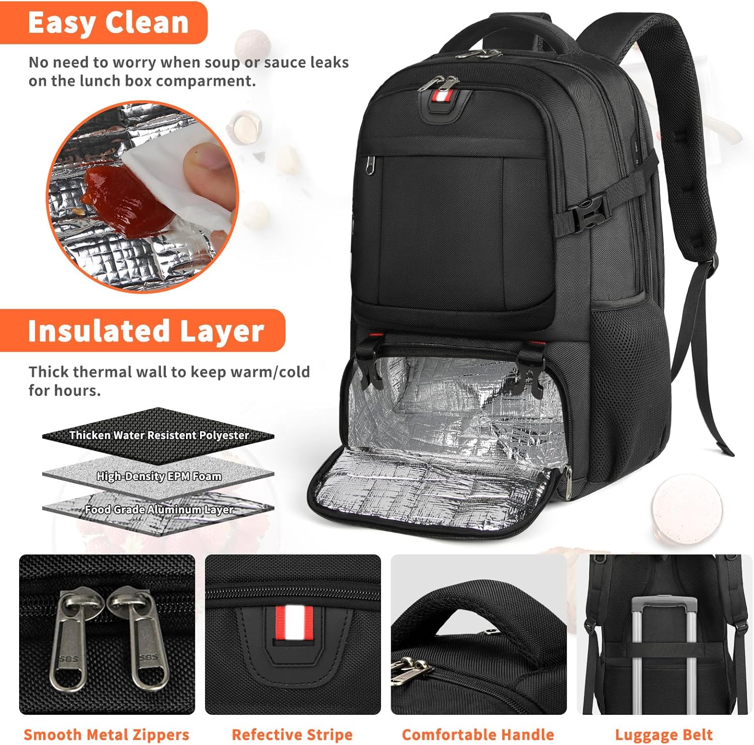 Moktan Sabai 50L Travel Laptop Backpack 17.3 Inch TSA Waterproof with Insulated Compartment USB