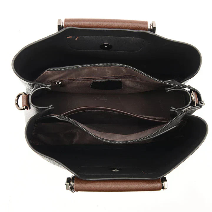 Moktan Sabai Amara Genuine Leather Handbag for Women 3 Compartment Shoulder Bag