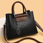Moktan Sabai Amara Genuine Leather Handbag for Women 3 Compartment Shoulder Bag Black