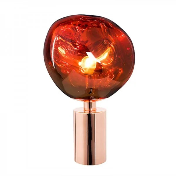 Moktan Sabai Melt Modern Table Lamp – Artistic Melt Design Ambient Light Decor Red Dia 28cm x H 43cm ∅ 11″ x H 16.9″