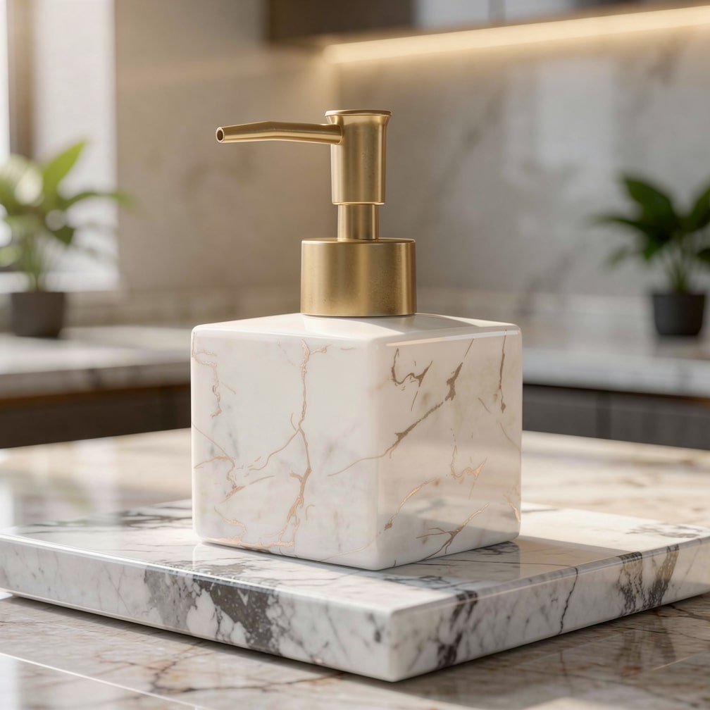 Moktan Sabai Marble Ceramic Soap Dispenser White