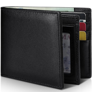 Moktan Sabai Men’s Genuine Leather RFID Blocking Bifold Wallet 13 Card Slots Black