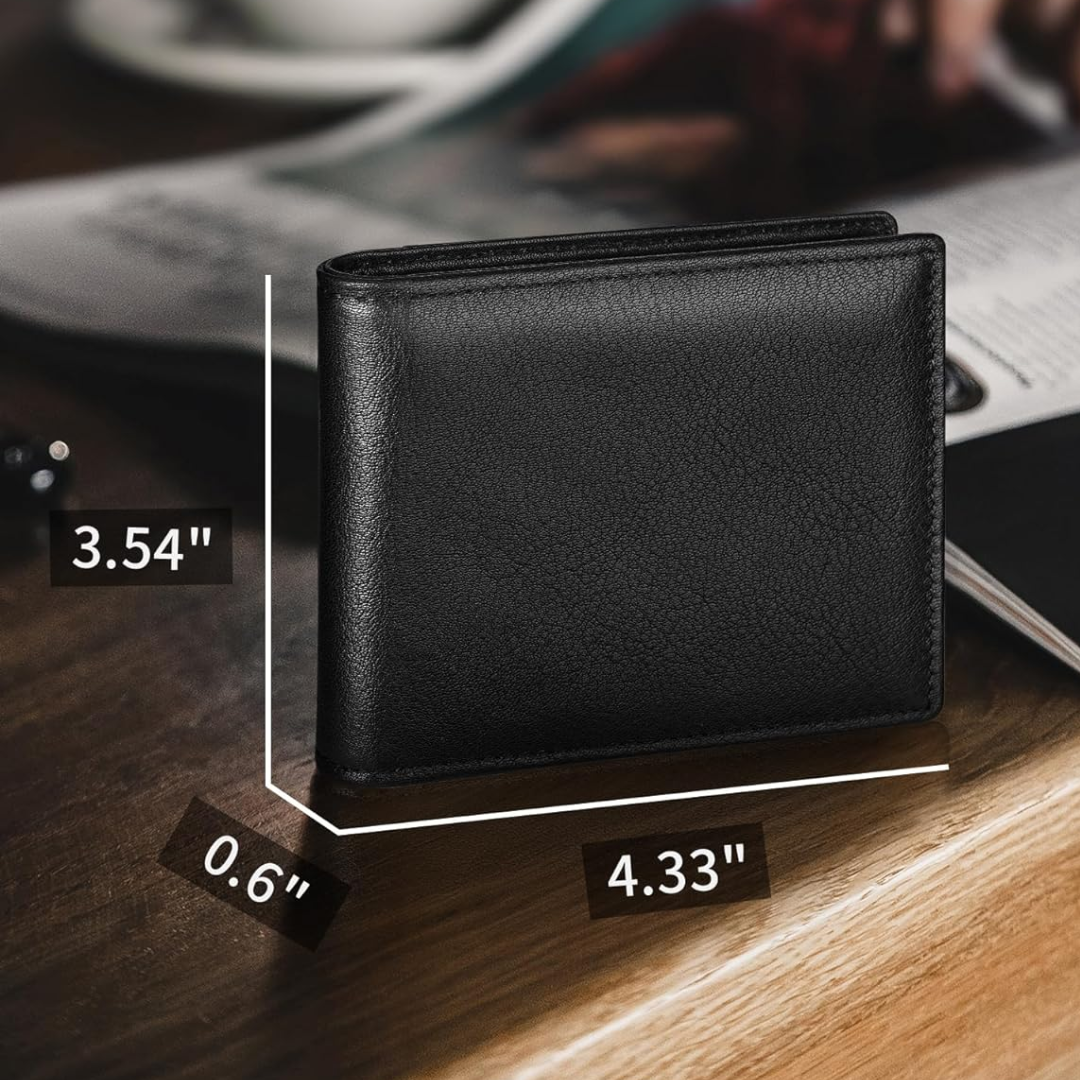 Moktan Sabai Men’s Genuine Leather RFID Blocking Bifold Wallet 13 Card Slots