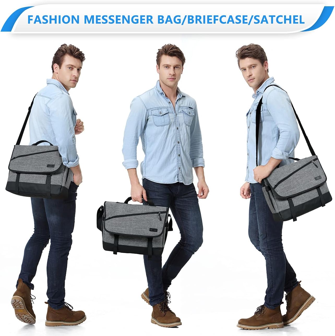 Moktan Sabai Water Resistant Laptop Messenger Bag 17 Inch Work Shoulder Bag