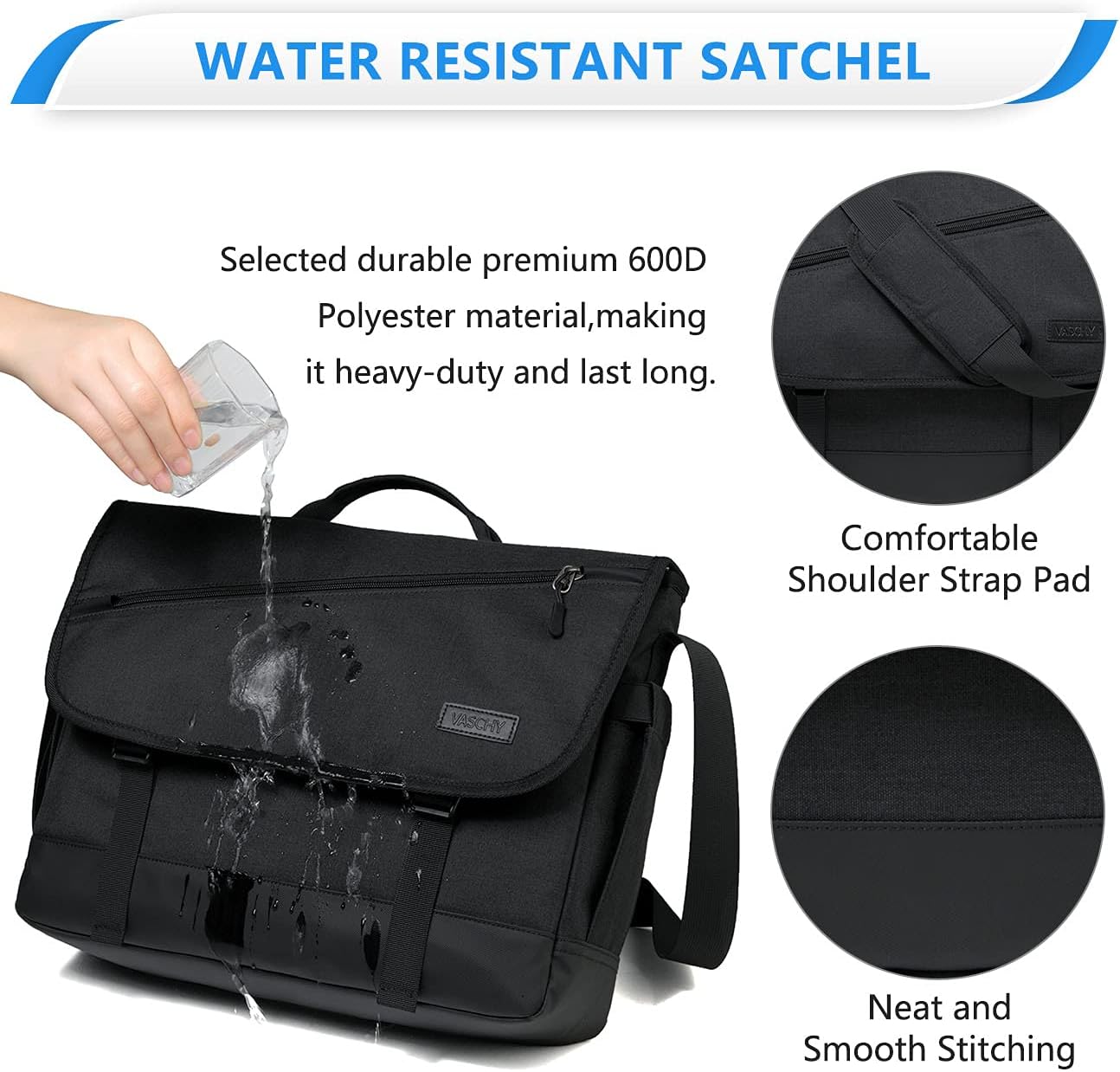 Moktan Sabai Water Resistant Laptop Messenger Bag 17 Inch Work Shoulder Bag