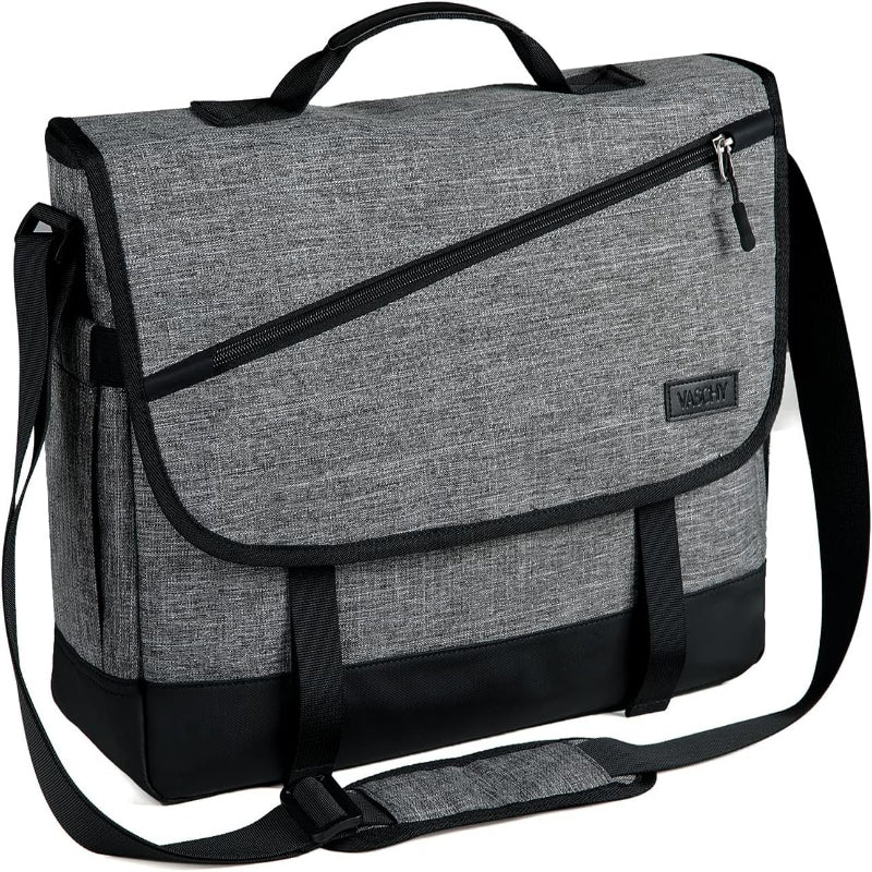 Moktan Sabai Water Resistant Laptop Messenger Bag 17 Inch Work Shoulder Bag Grey