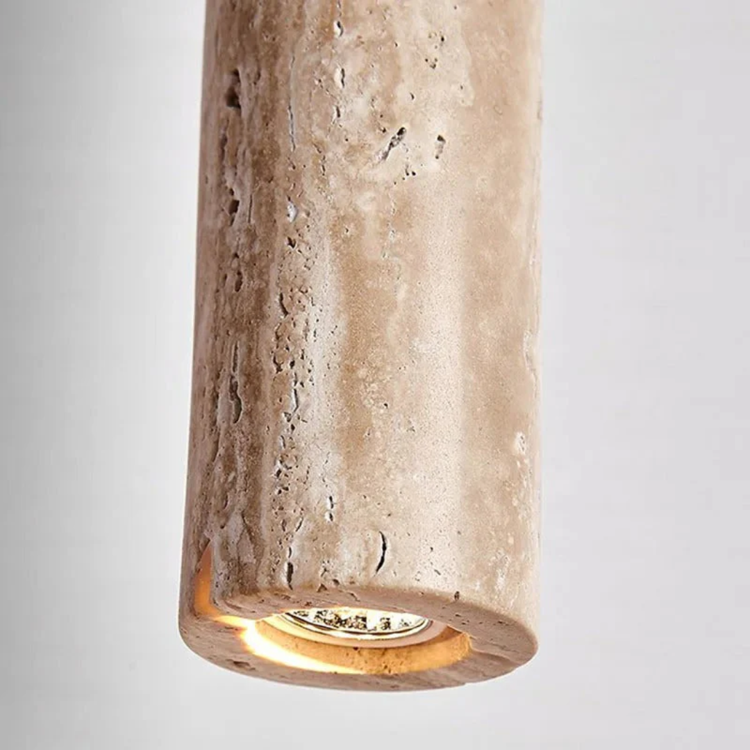 Moktan Sabai Travertine LED Pendant Light 28cm Minimalist Wabi Sabi Ceiling Lamp