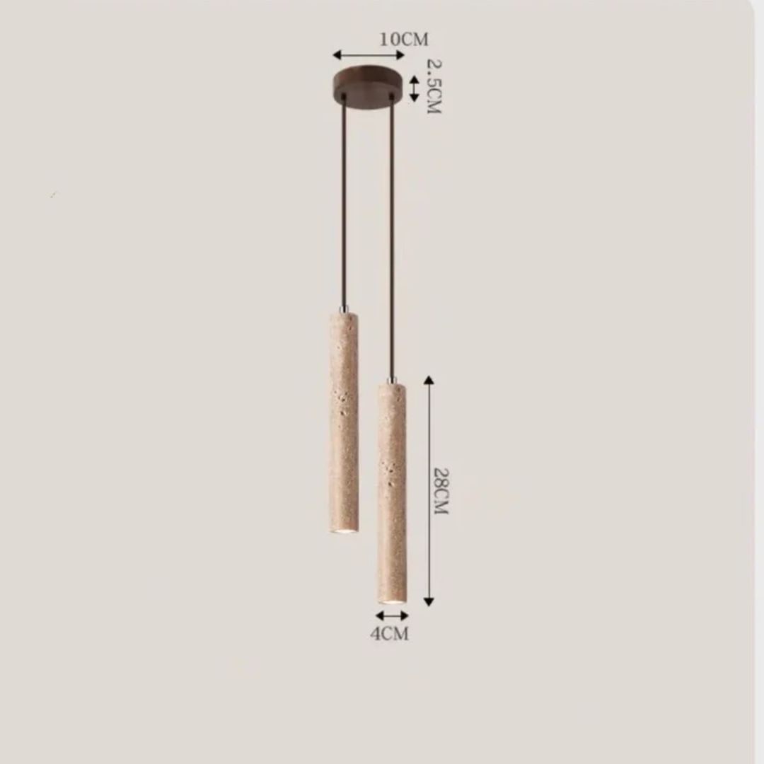 Moktan Sabai Travertine LED Pendant Light 28cm Minimalist Wabi Sabi Ceiling Lamp