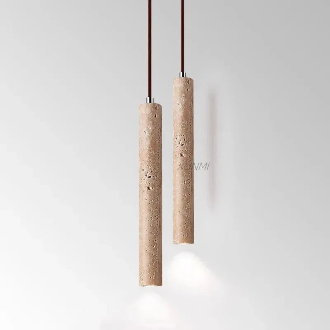 Moktan Sabai Travertine LED Pendant Light 28cm Minimalist Wabi Sabi Ceiling Lamp