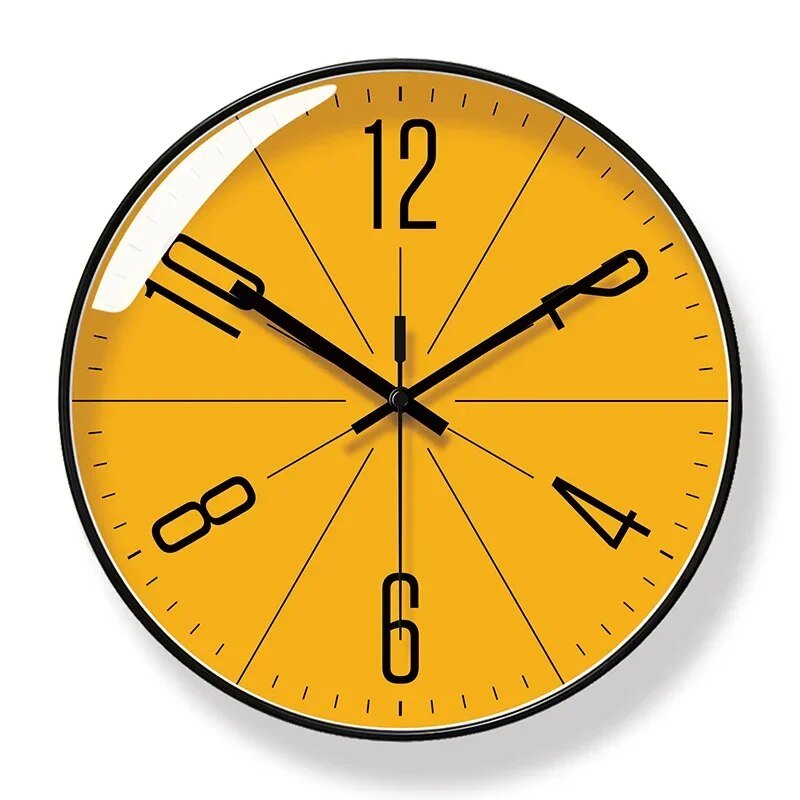 Moktan Sabai Modern Scandinavian Wall Clock Black Frame with Orange Dial