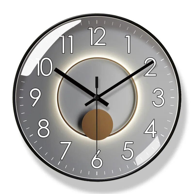 Moktan Sabai Modern Scandinavian Wall Clock Black Frame with Gray Dial