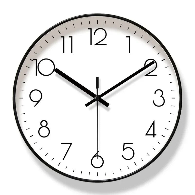 Moktan Sabai Modern Scandinavian Wall Clock Black Frame with White Dial 30 cm