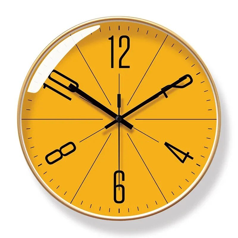 Moktan Sabai Modern Scandinavian Wall Clock Gold Frame with Orange Dial 30 cm