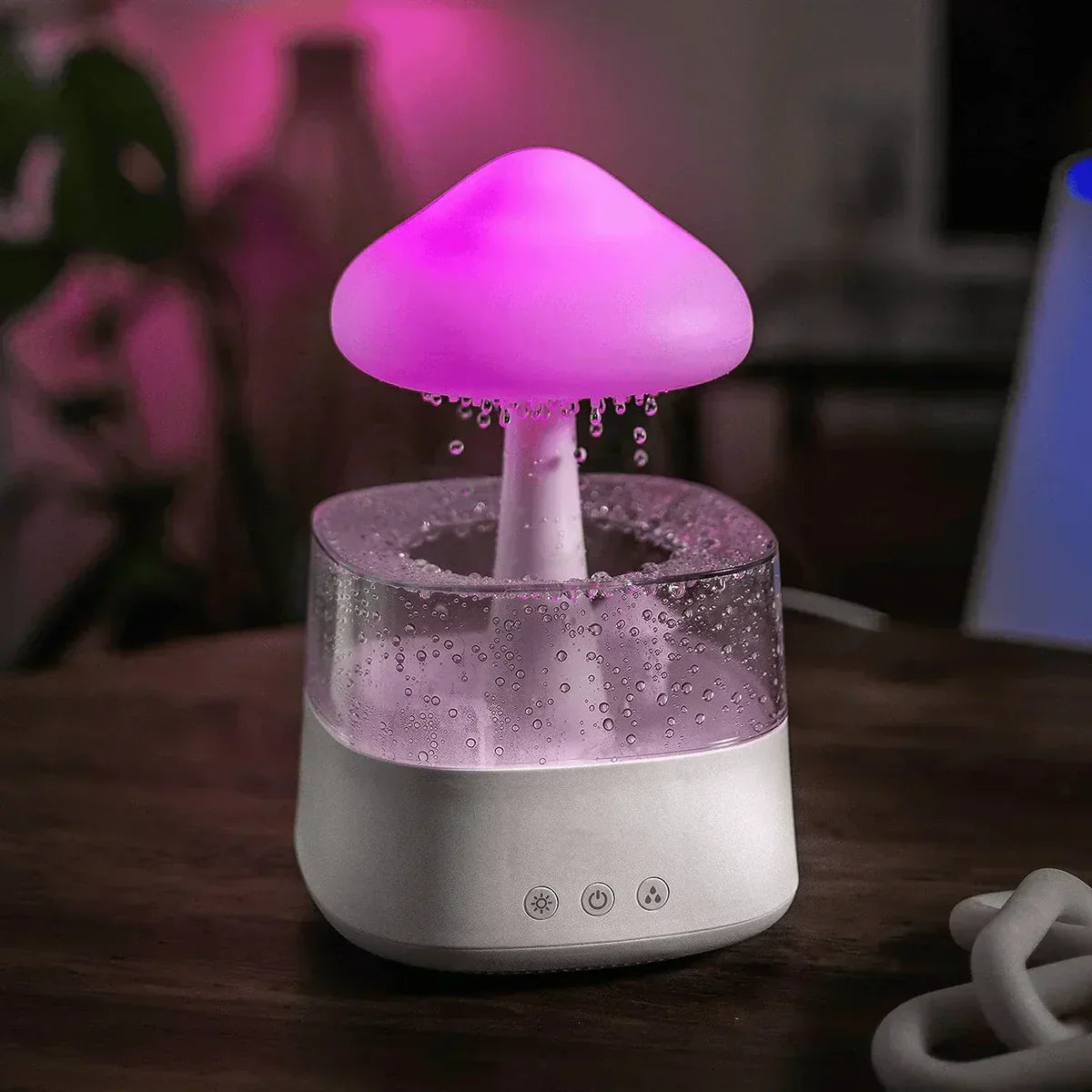 Moktan Sabai Mushroom Cloud Rain Humidifier with LED Night Light Quiet Diffuser