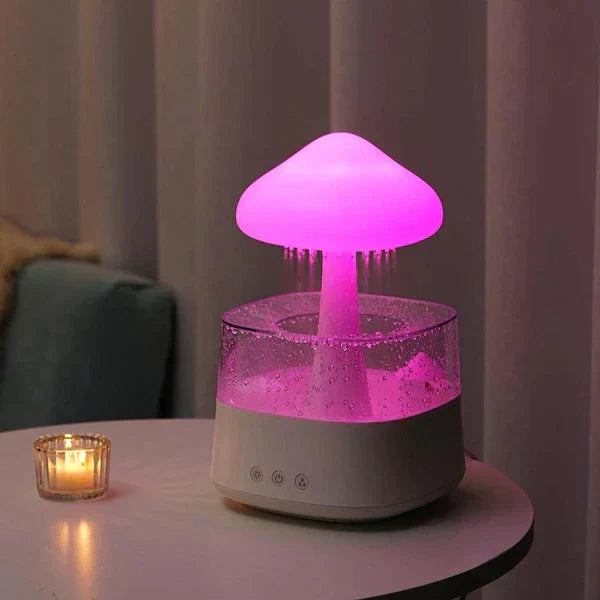 Moktan Sabai Mushroom Cloud Rain Humidifier with LED Night Light Quiet Diffuser