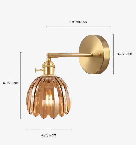 Moktan Sabai Tulip Glass Wall Lamp Retro Flower Bud Vintage Wall Light