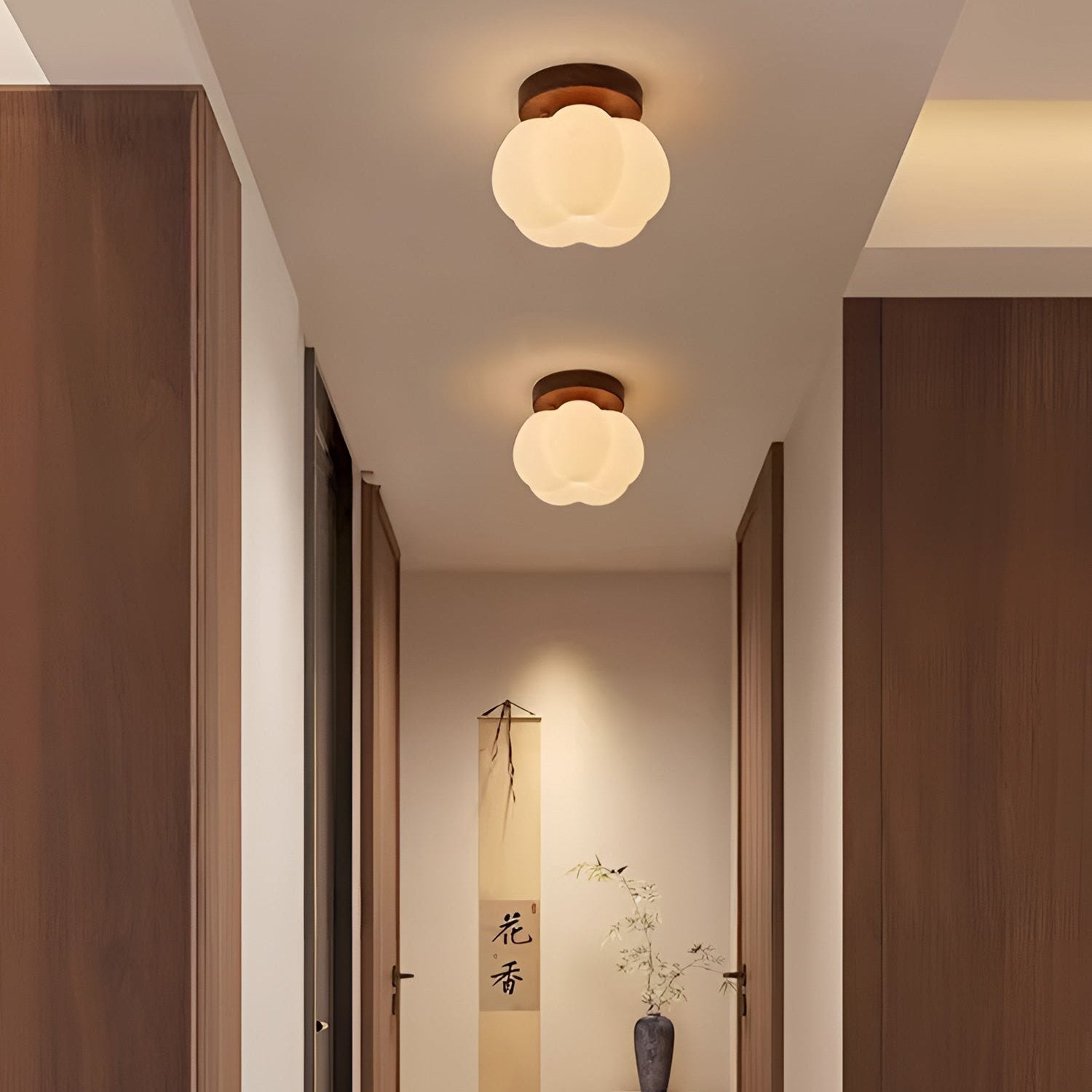 Moktan Sabai Pumpkin Flush Mount Ceiling Light Modern Round LED Ceiling Lamp