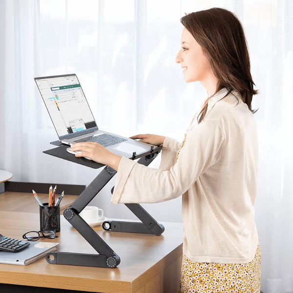 Moktan Sabai 360° Adjustable Ergonomic Laptop Stand Aluminum Foldable Desk Stand with Mouse Pad