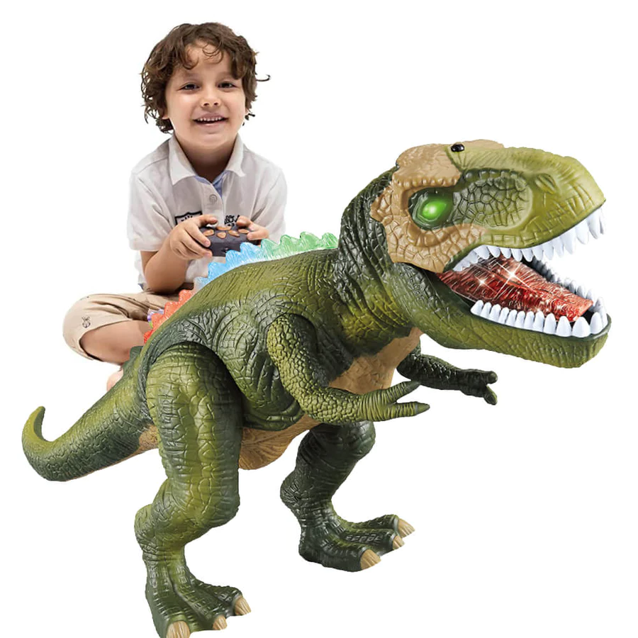 Moktan Sabai Remote Control T-Rex Dinosaur with Lights Sounds Walking RC Toy Green