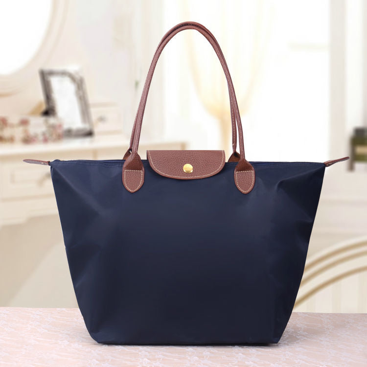 Moktan Sabai Oxford Shoulder Bag for Women Luxury Handbag Spacious Everyday Tote Navy Blue