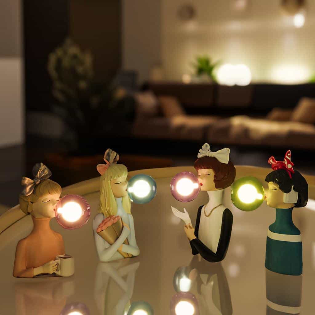Moktan Sabai Parisian Bubble Girls Color Glass LED Table Lamps