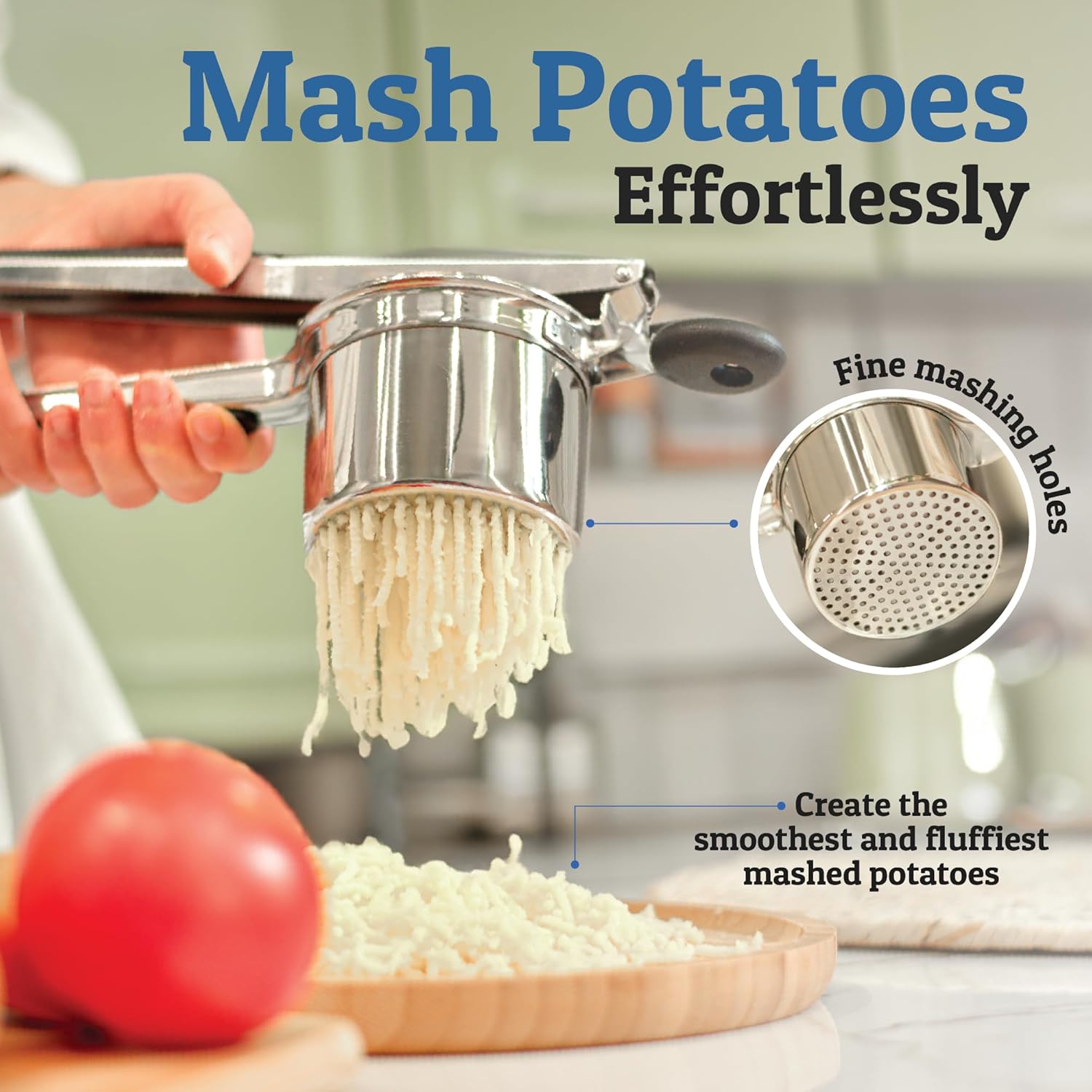 Moktan Sabai Heavy Duty Stainless Steel Potato Masher 15oz Large Capacity Kitchen Tool