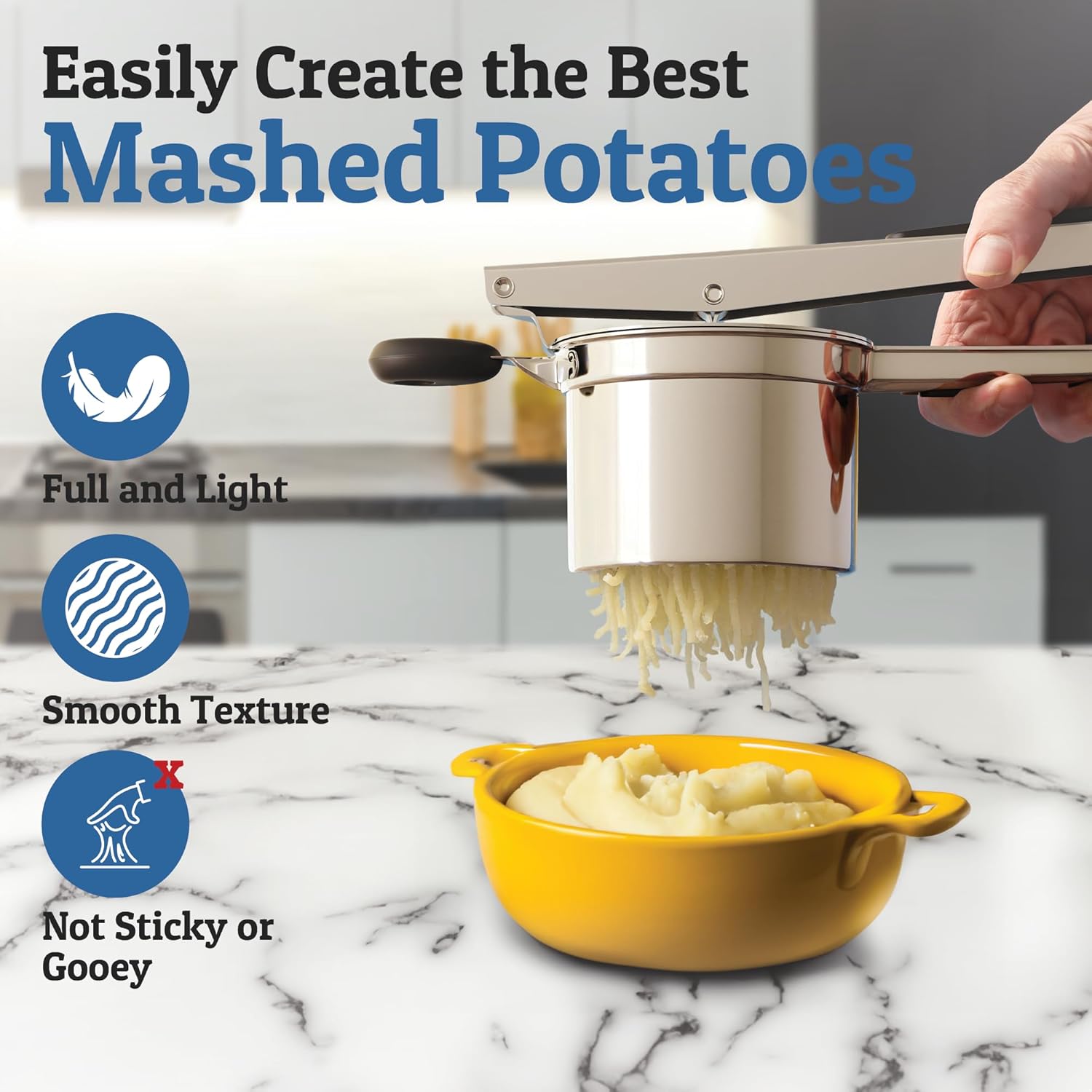 Moktan Sabai Heavy Duty Stainless Steel Potato Masher 15oz Large Capacity Kitchen Tool