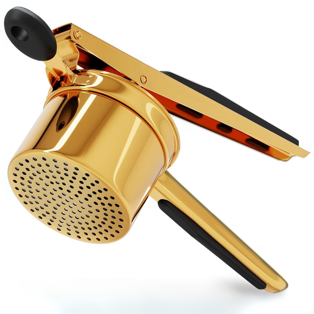 Moktan Sabai Heavy Duty Stainless Steel Potato Masher 15oz Large Capacity Kitchen Tool Gold