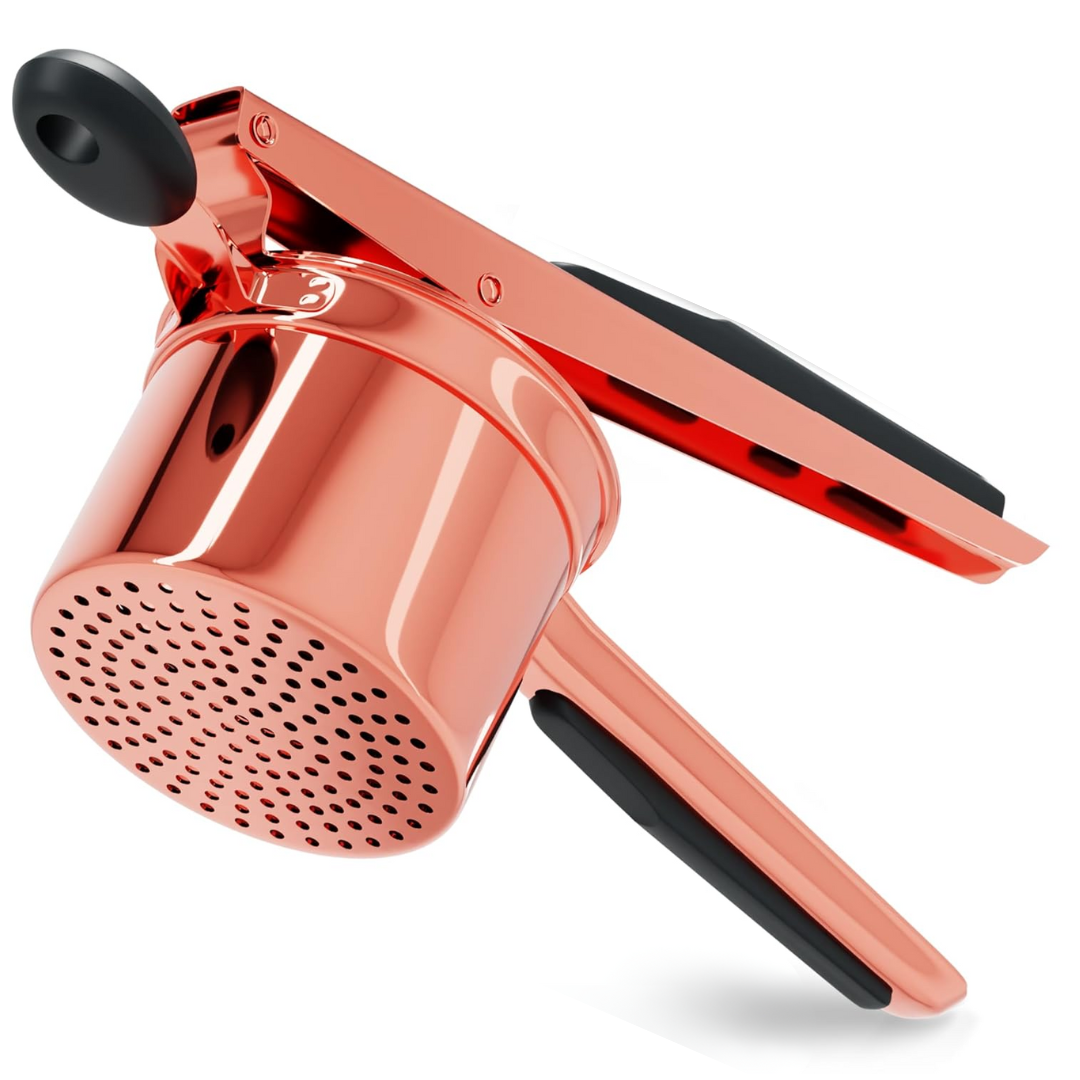 Moktan Sabai Heavy Duty Stainless Steel Potato Masher 15oz Large Capacity Kitchen Tool Rose gold