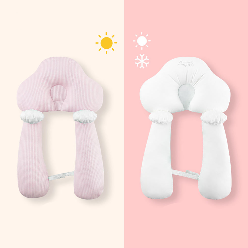 Moktan Sabai Baby Anti Flat Head Pillow Organic Cotton Infant Sleeping Support Cushion Pink