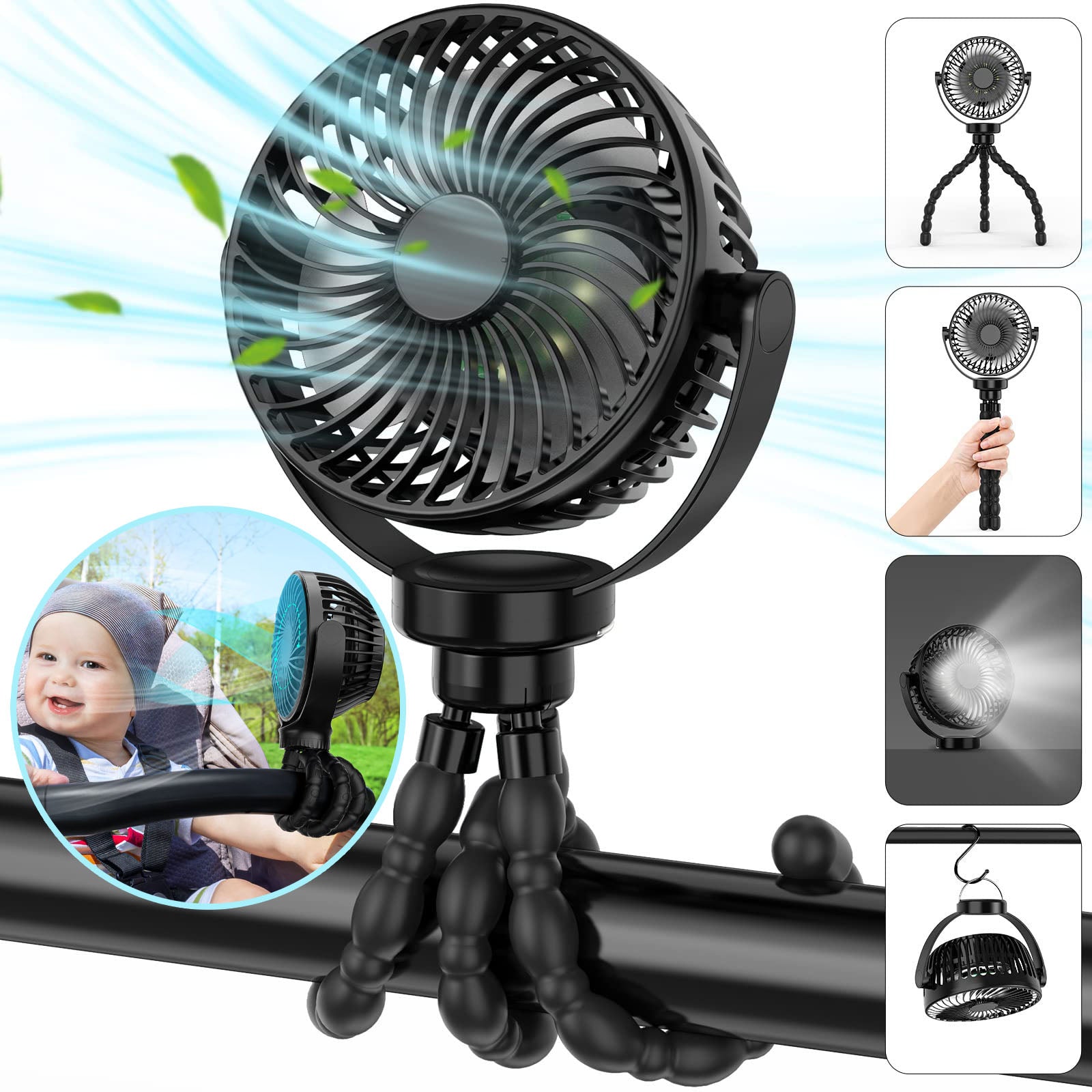 Moktan Sabai Portable Fan | Battery Operated Hand Held Fan with 8000mAh Battery | 4-Speed Settings for Ultimate Comfort
