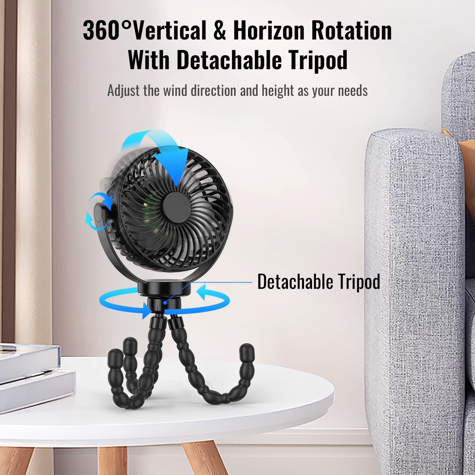 Moktan Sabai Portable Fan | Battery Operated Hand Held Fan with 8000mAh Battery | 4-Speed Settings for Ultimate Comfort