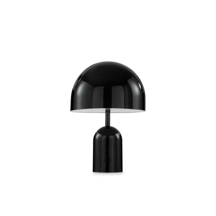 Moktan Sabai Rechargeable Chrome Table Lamp Dimmable Wireless LED Dome Light Black