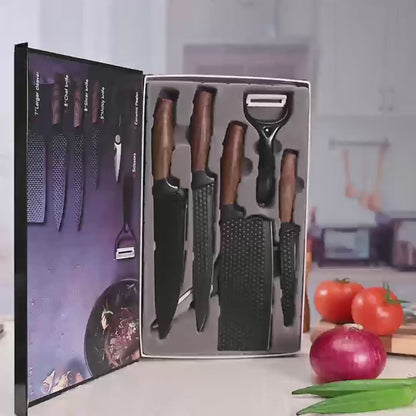 6-Piece Professional Kitchen Knife Set – Chef’s Knives with Wooden Handles & Gift Box