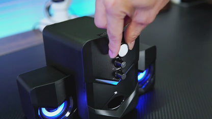 2.1 Stereo USB Desktop Speaker with LED Lights, Wired PC Speaker for Gaming & Laptop